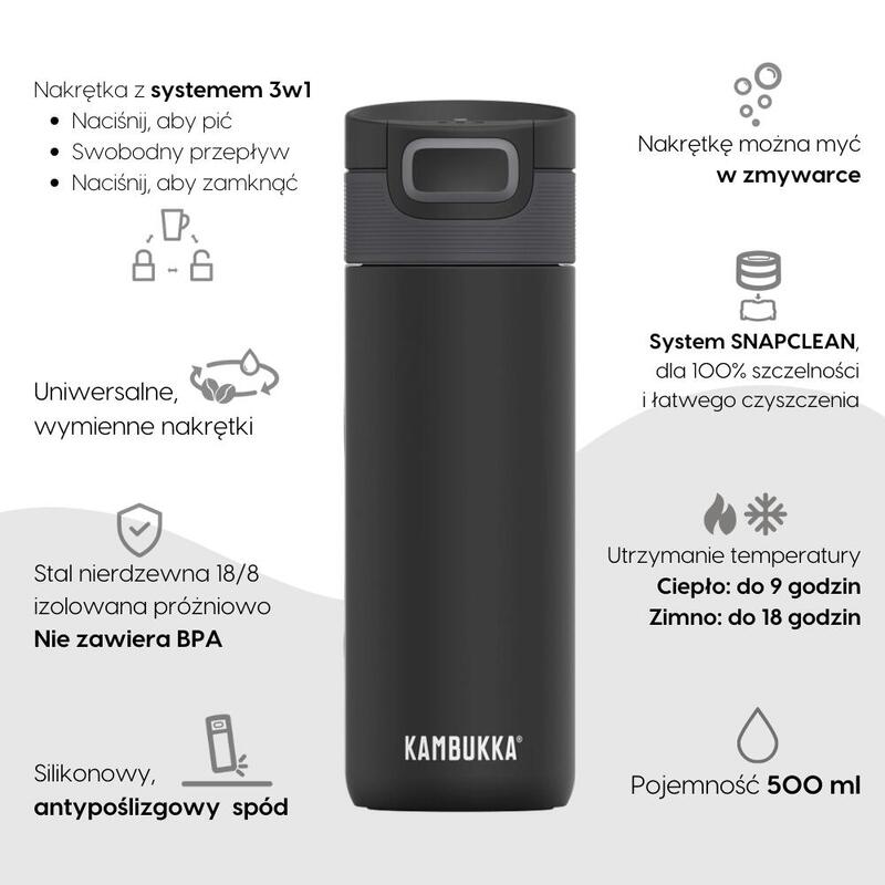 Termohrnek Etna 500 ml těsný 3v1 Matte Black
