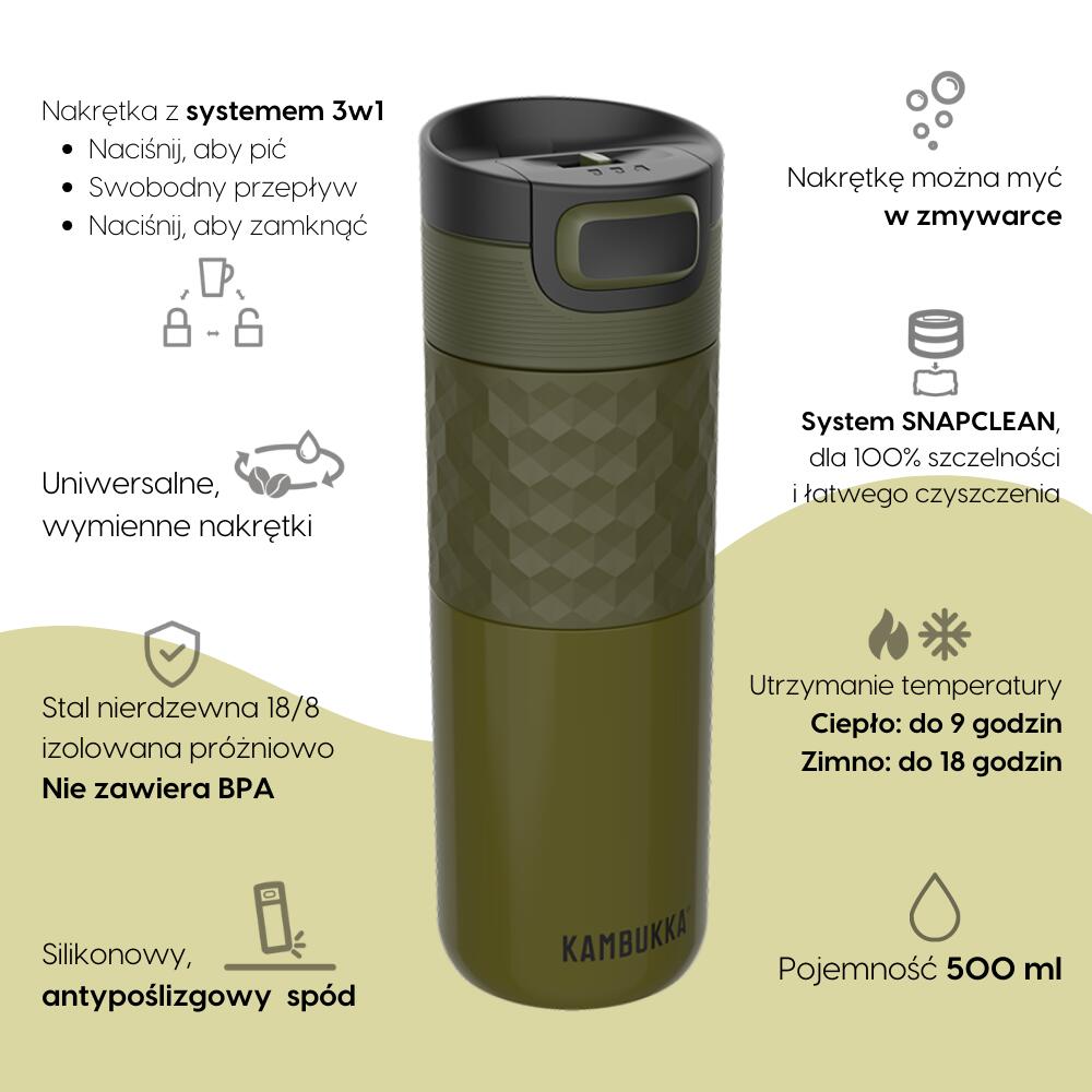 Kambukka Etna Grip Thermobecher 500ml Edelstahl 3in1 auslaufsicher Khaki Warrior 2/7