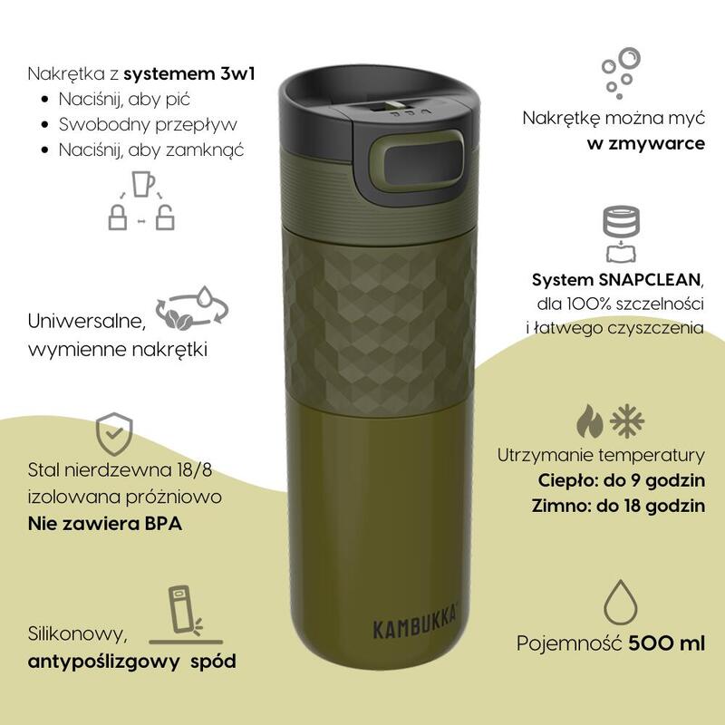 Termos podróżny kubek termiczny Kambukka Etna Grip 500 ml Khaki Warrior