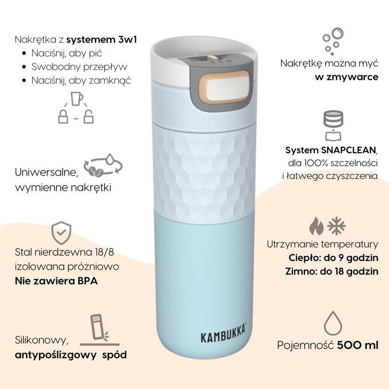 Kubek termiczny podróżny szczelny Kambukka Etna Grip 500 ml - Breezy Blue