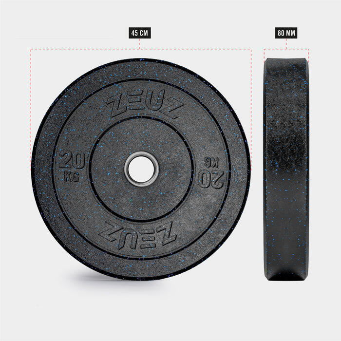 ZEUZ 1 Piastra di peso da 20 kg – Piastre bumper per bilanciere da 50 mm 6/7