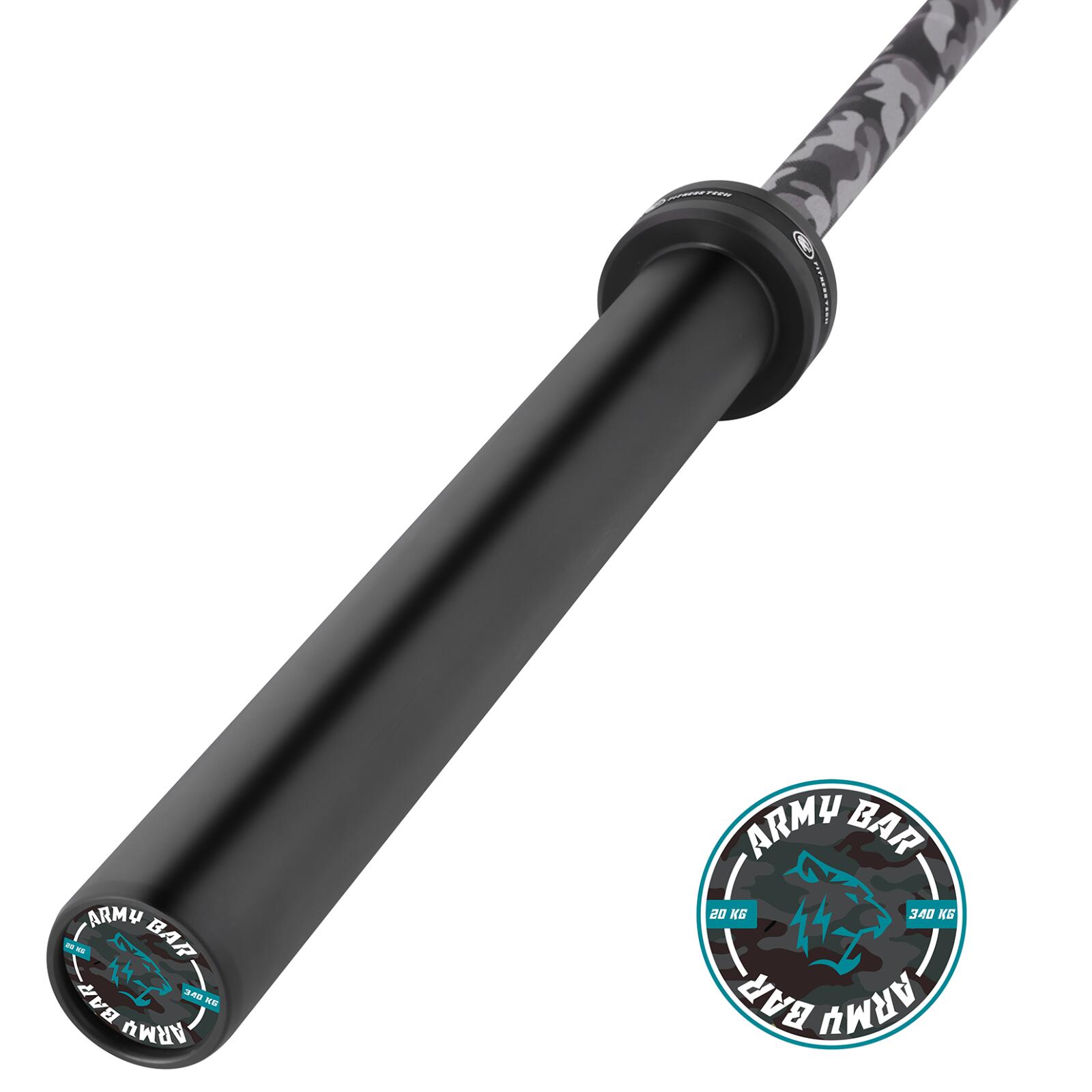 Barra olímpica camuflagem fitness tech 220 cm x 50 mm 4 rolamentos