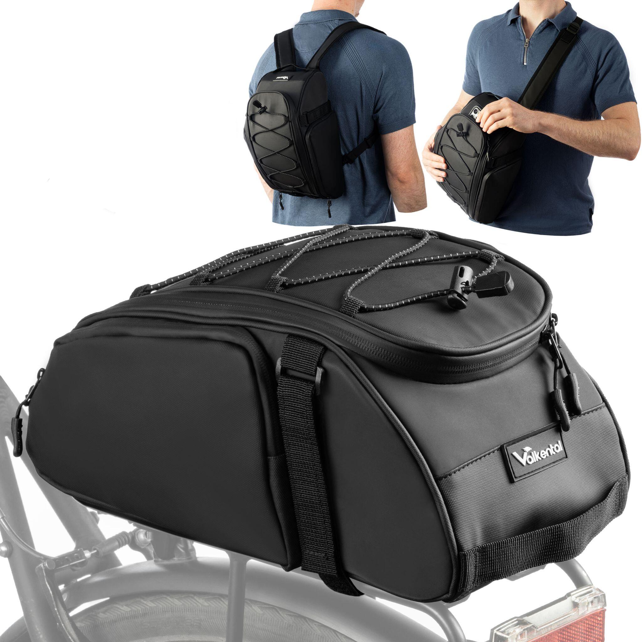 Valkental - Sacoche Velo Sacoche De Porte-bagages + Sac A Dos + Sacoche 3-en-1 Etanche 10l - Sacoche Vélo - Noir - 10 L - Decathlon