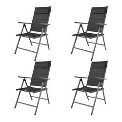 Chaise de camping – Set 4 pièces, Mack, pliante avec coussin, Anthracite/noir