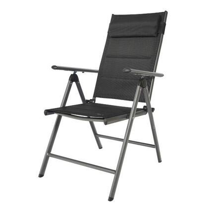 Chaise de camping, Mack, pliante avec coussin, Anthracite/noir