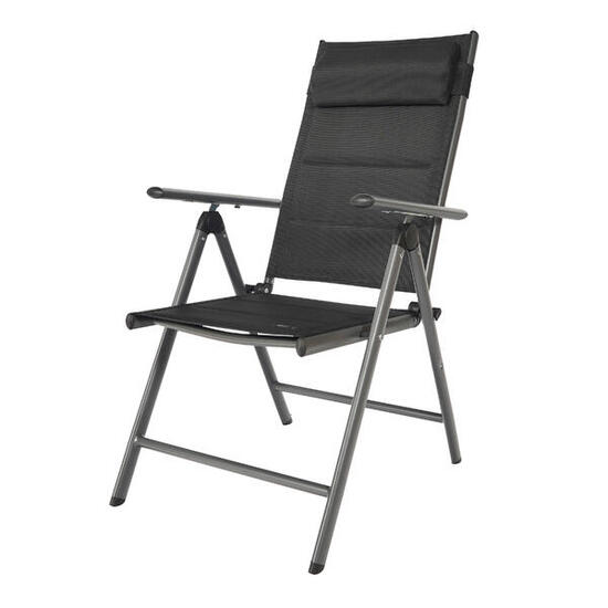 Chaise de camping, Mack, pliante avec coussin, Anthracite/noir