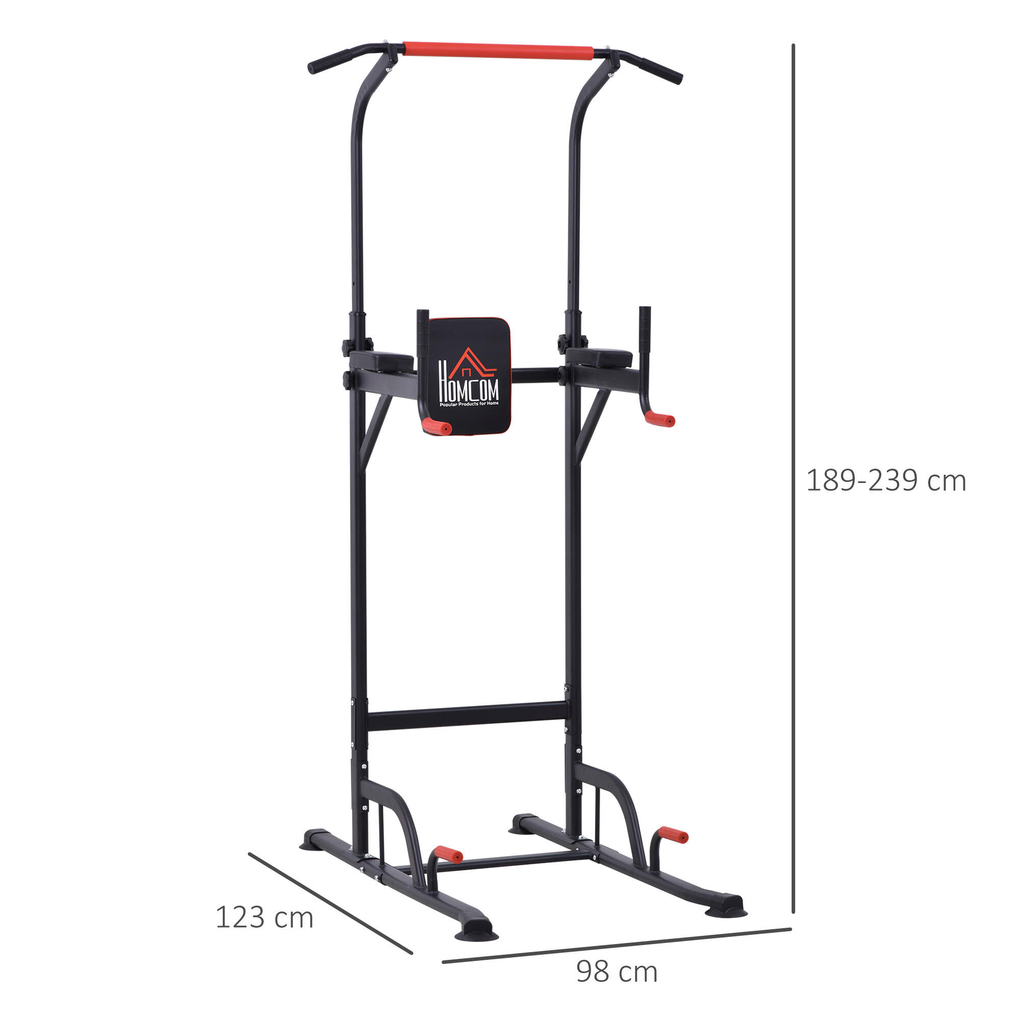 HOMCOM Stazione Fitness Multiuso per Fitness con Altezza Regolabile in Acciaio 3/8