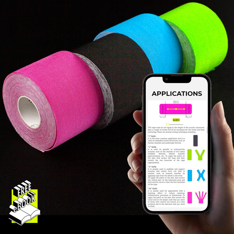 4 Role Profesionální Kinesiologické Pásky + e Book – Kinesio Tape 5cm x 5m