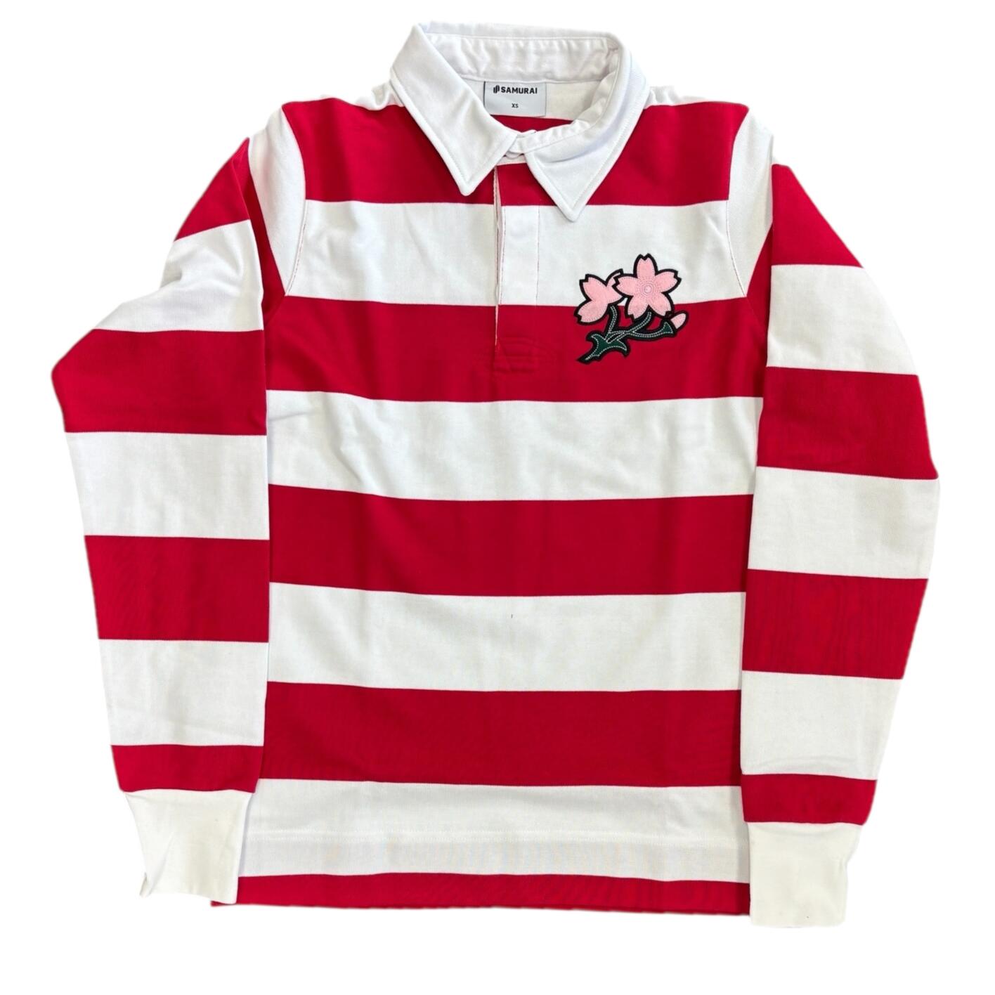 Japan White/Red Rugby LS Shirt Men's Samurai Heritage Jersey