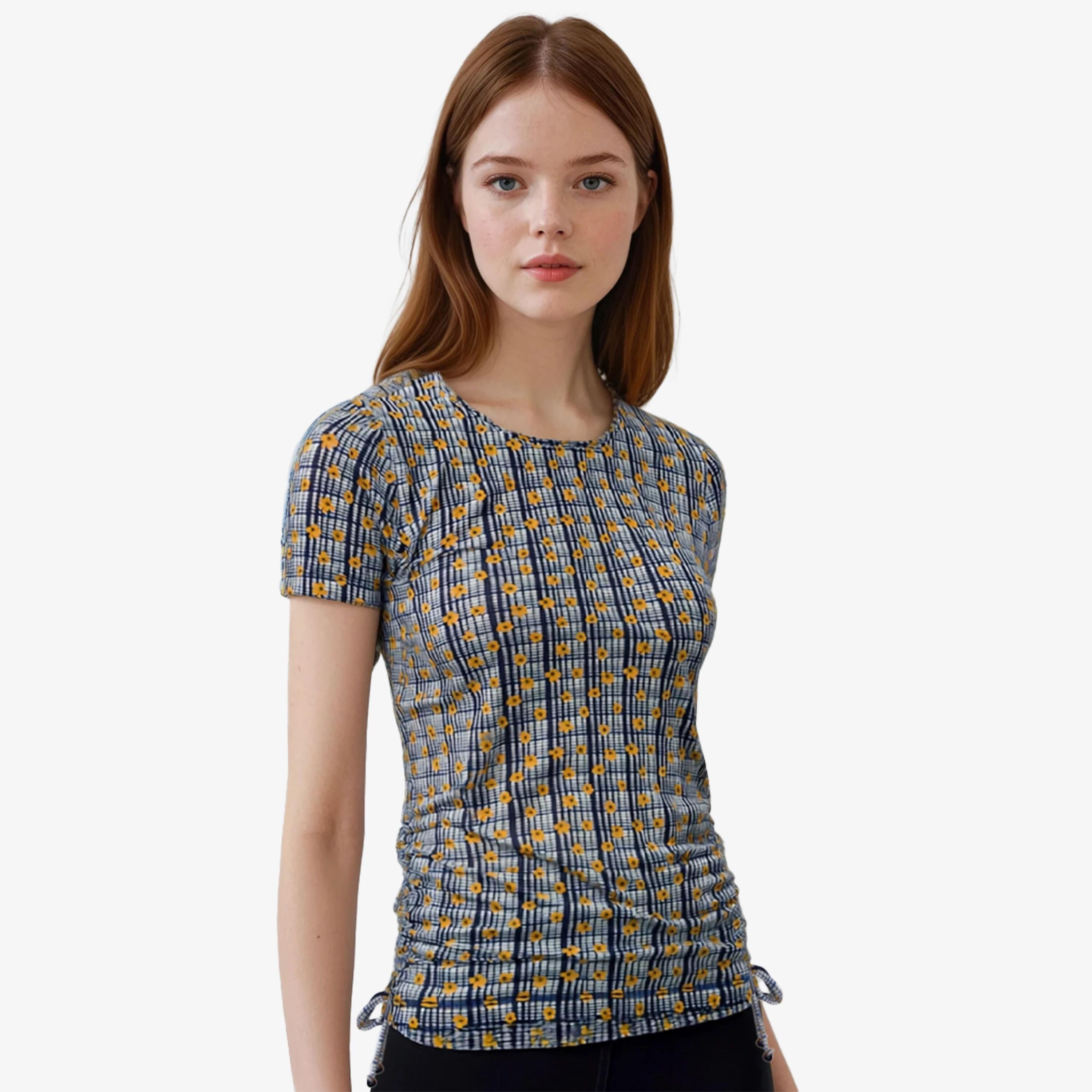 Women's UPF 50+ Short Sleeve Adele Swim Top - Sunflower