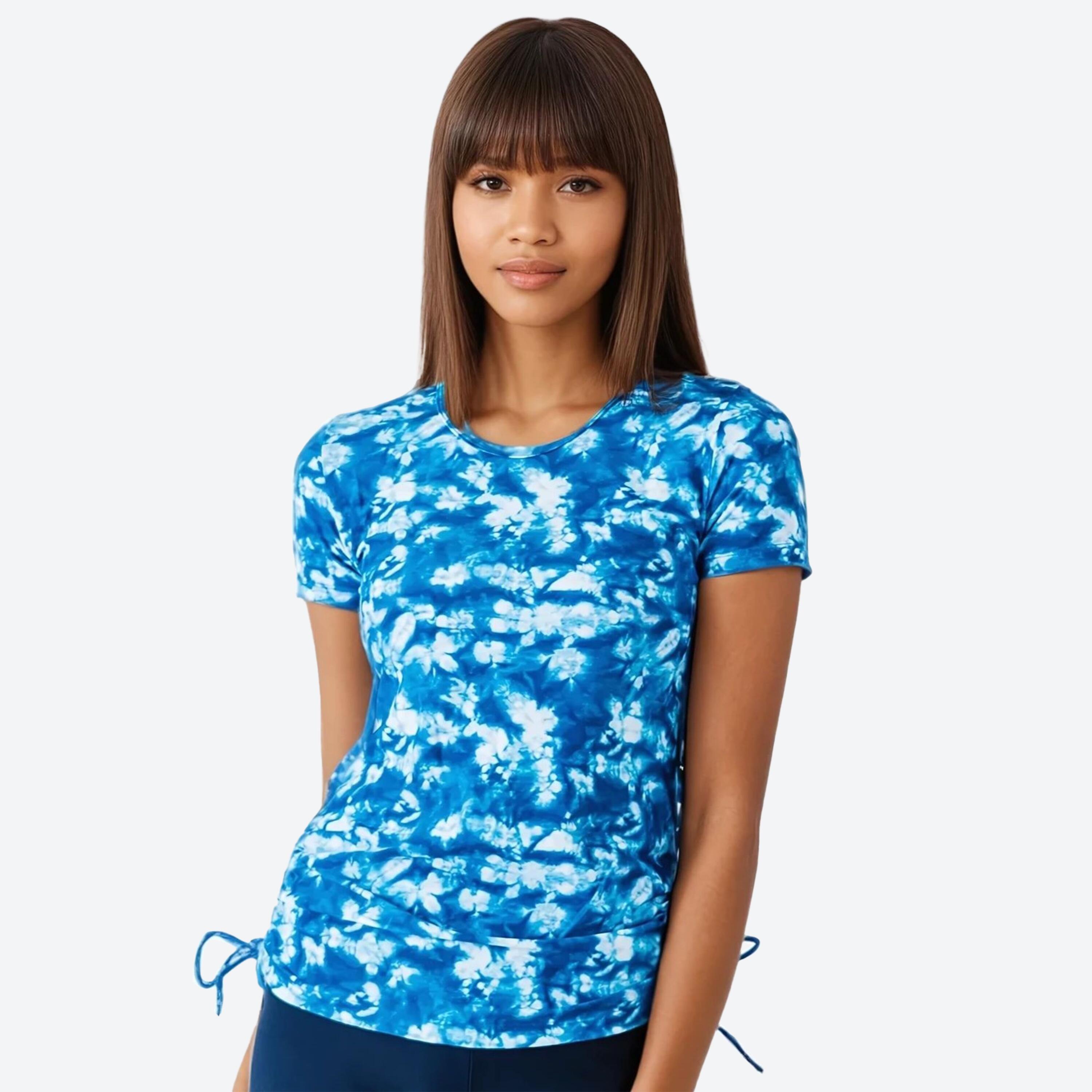 Women's UPF 50+ Short Sleeve Adele Swim Top - Light Blue