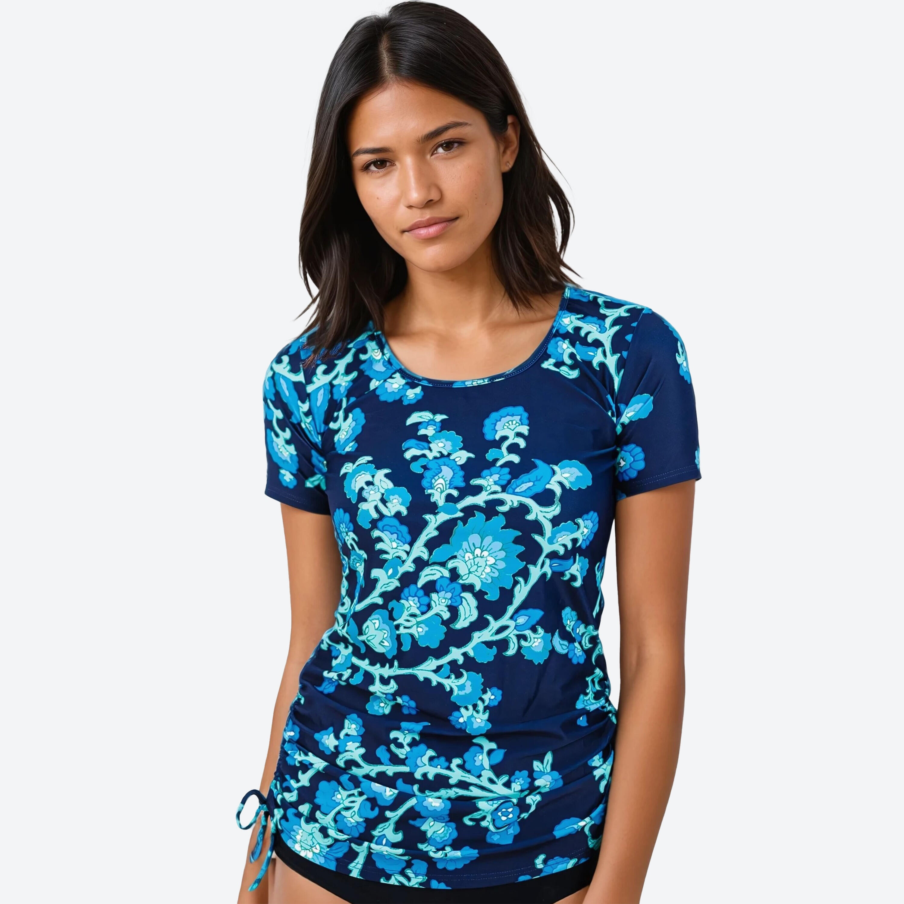 Women's UPF 50+ Short Sleeve Adele Swim Top - Dark Blue