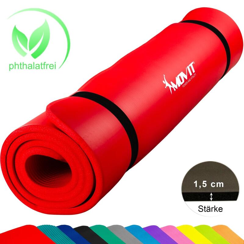 Covoras de gimnastica, MOVIT®, 190 x 100 x 1,5cm, rosu