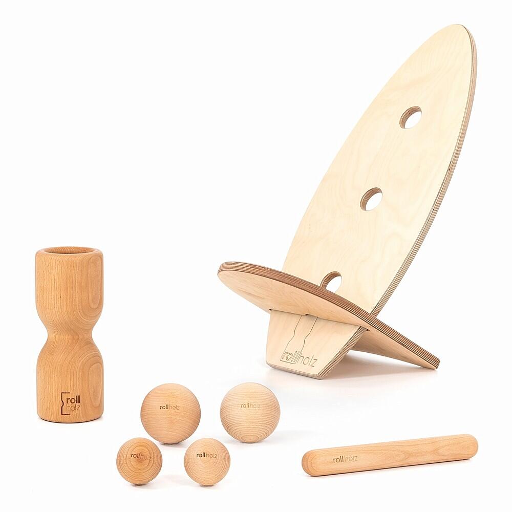 ROLLHOLZ Balance Board Set groß Buche helles Brett Handmade in Germany - ROLLHOLZ