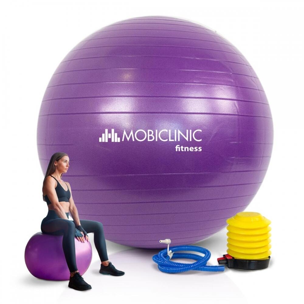 MOBICLINIC Pilatesbal 58 cm Anti-lek Fitnessbal Inclusief inflator Paars