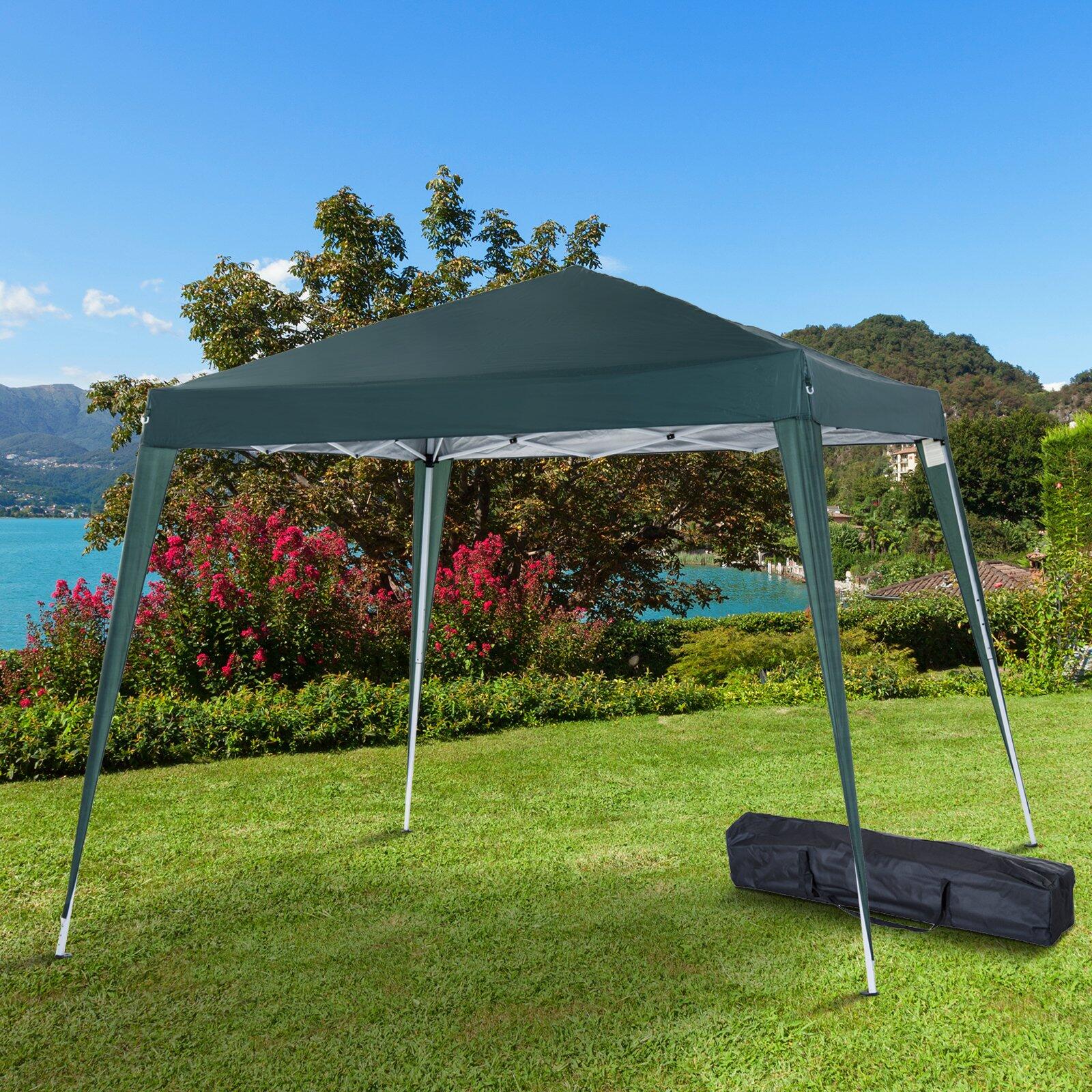Outsunny Gazebo Pieghevole da Giardino 3x3m Acciaio e Poliestere, Verde 2/8