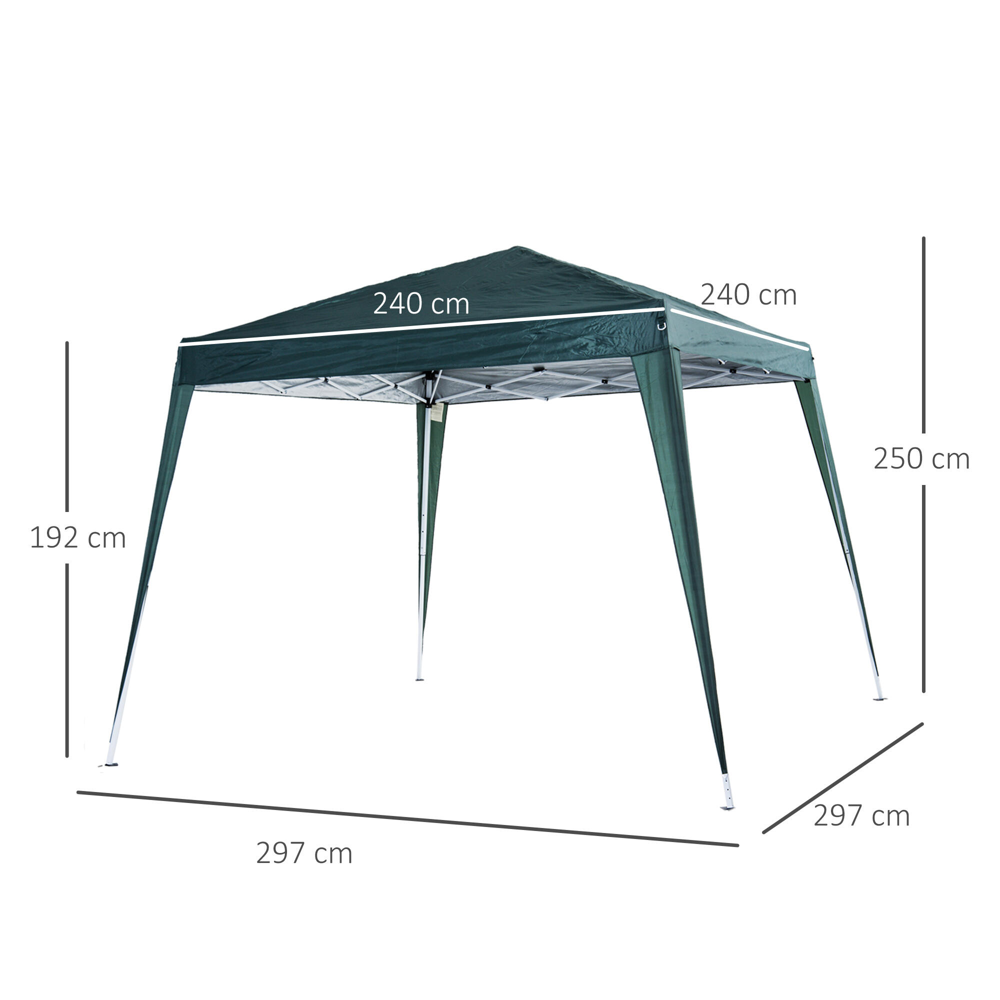 Outsunny Gazebo Pieghevole da Giardino 3x3m Acciaio e Poliestere, Verde 3/8