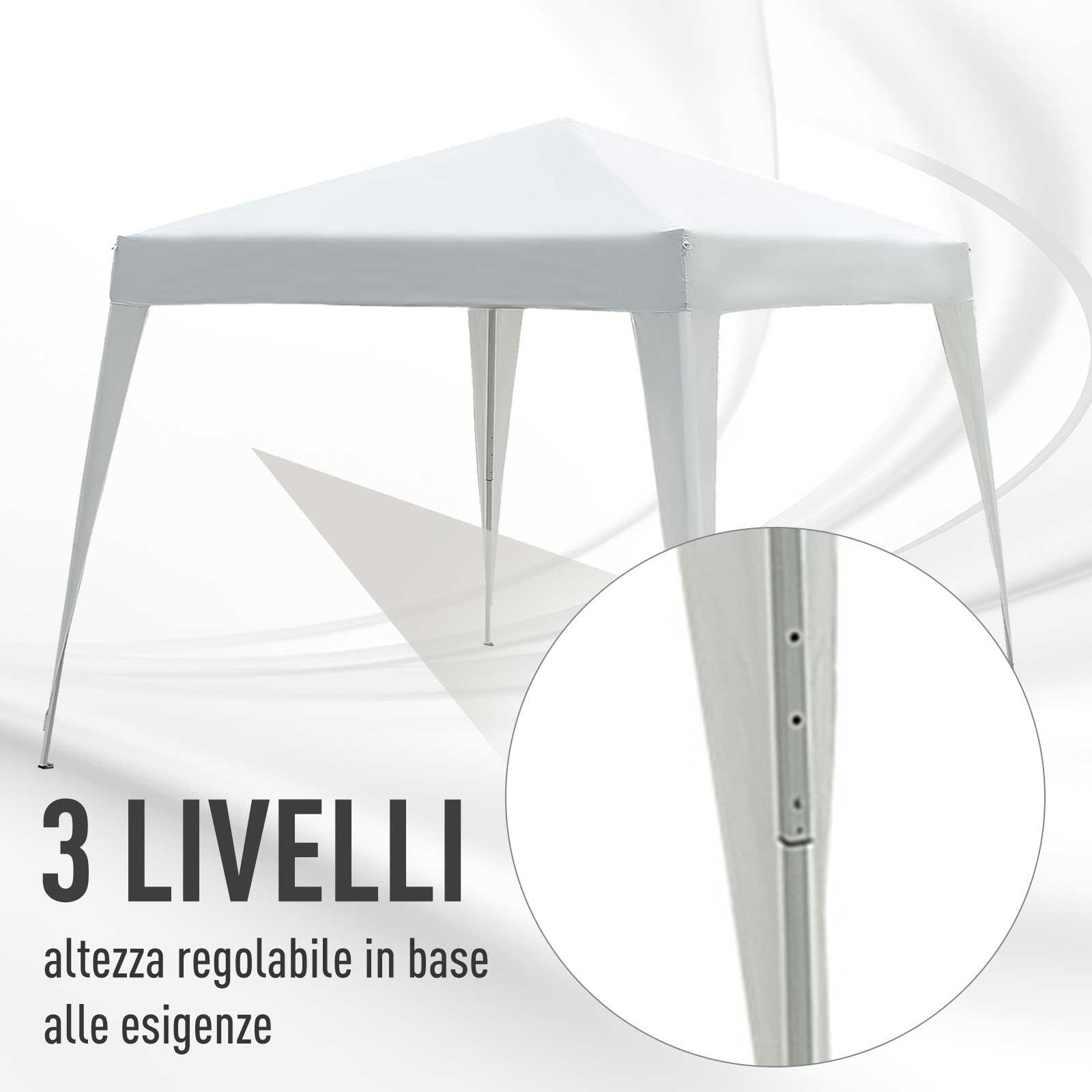 Outsunny Gazebo Pop-up Impermeabile Bianco, 3x3m 4/6