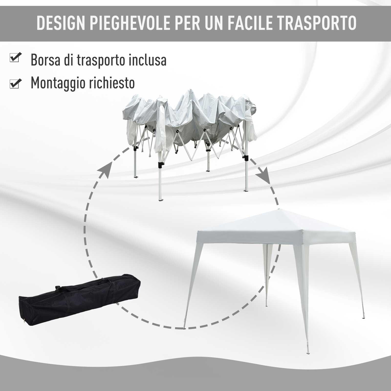 Outsunny Gazebo Pop-up Impermeabile Bianco, 3x3m 5/6