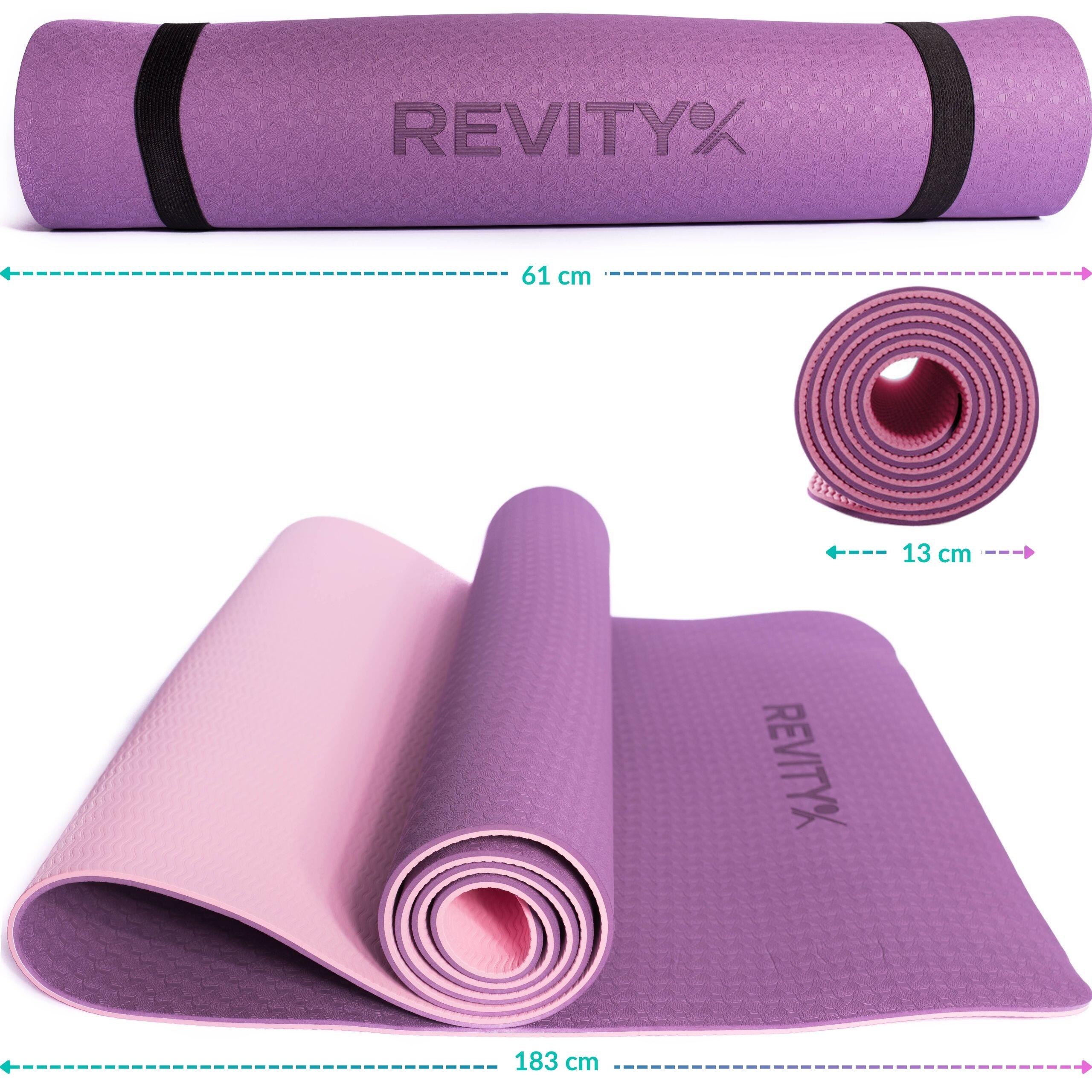 Tapis fitness yoga pilates 183×61×0,6 cm, sangle, guide d’exercicesPDF Revity 3/7
