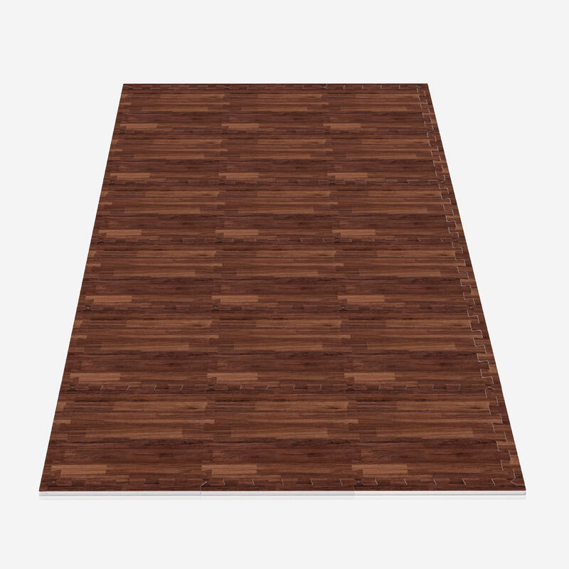 Set de 18 covorase de protectie, 30 x 30 cm, lemn inchis, Gorilla Sports®