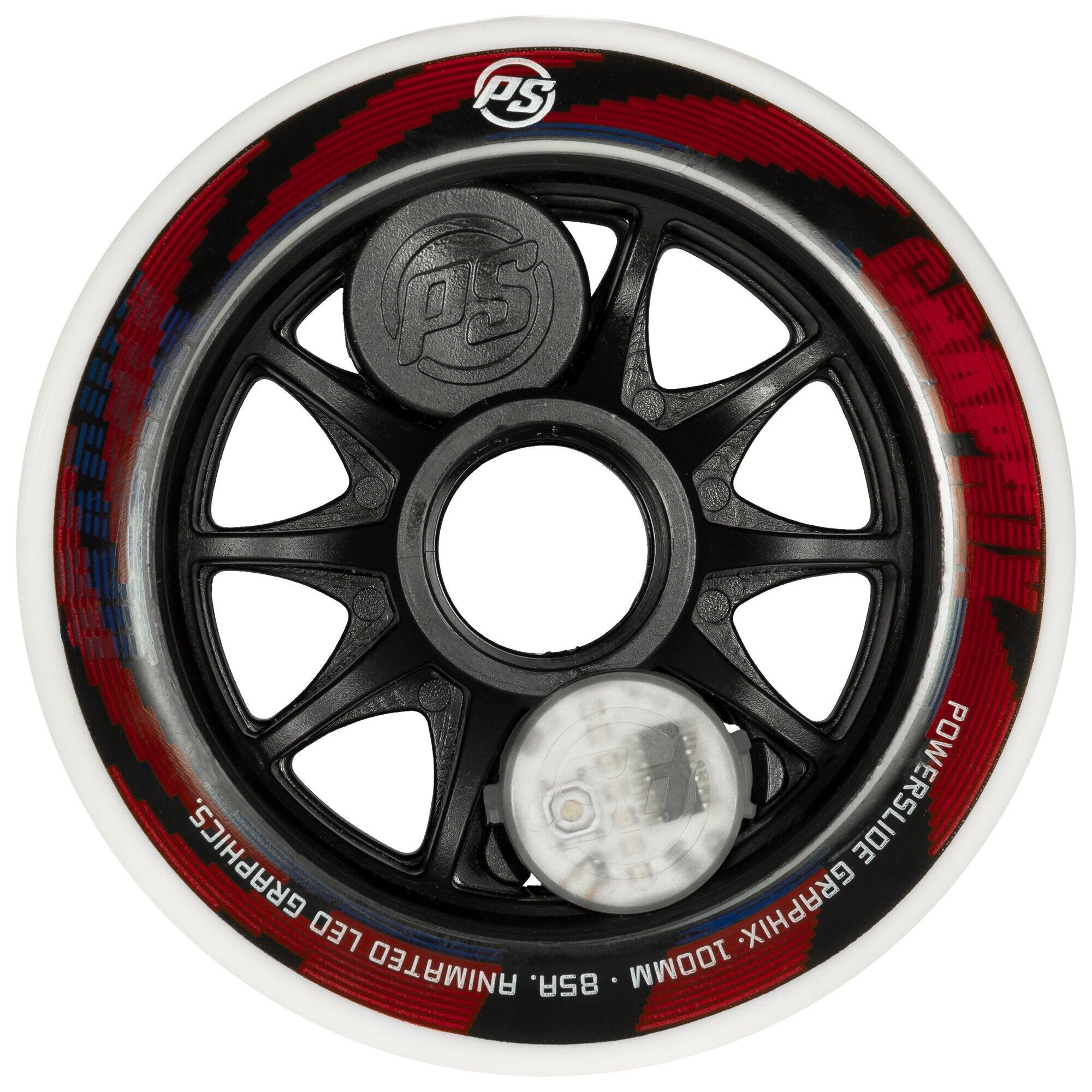 POWERSLIDE Rueda Patines con Luces Multicolor Powerslide Graphix  100 mm Izquierdo blanco