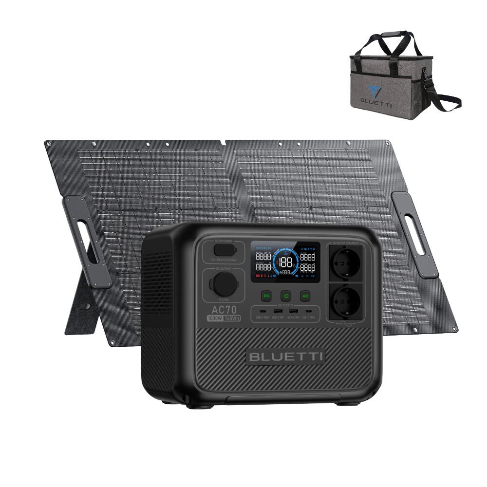 BLUETTI BLUETTI AC70 1000W draagbaar elektrisch station + 100W zonnepaneel voor caravan