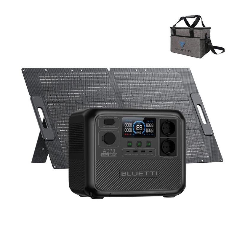BLUETTI Station Électrique Portable AC70 1000W+Panneau Solaire 100W pour Caravan