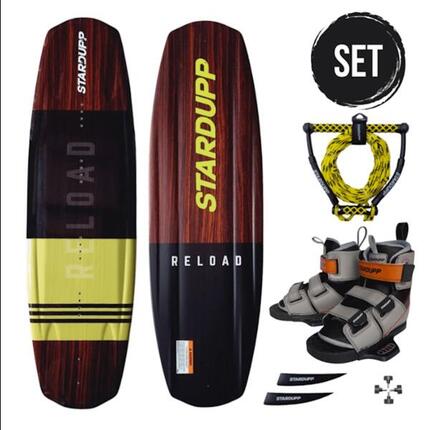 Stardupp Reload Wakeboard Set Gelb – 139 cm – Wakeboard + Leine + Bindungen
