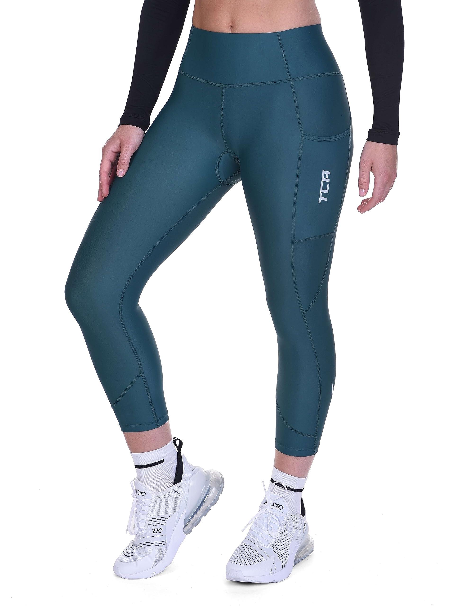 TCA Damen 3/4 gepolsterte Radhose mit hohem Bund mit Taschen