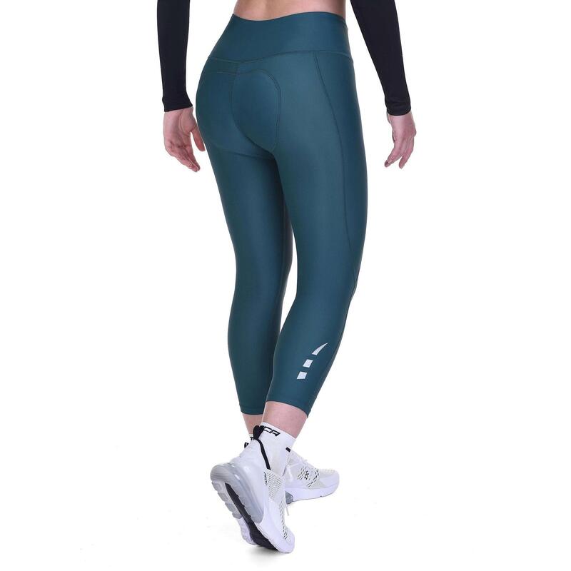 Pantalon Cycliste Femme Lo.gas 3/4 Taille Haute - Rembourré, UPF50, 3 Poches - Pour Vélo Et Sport