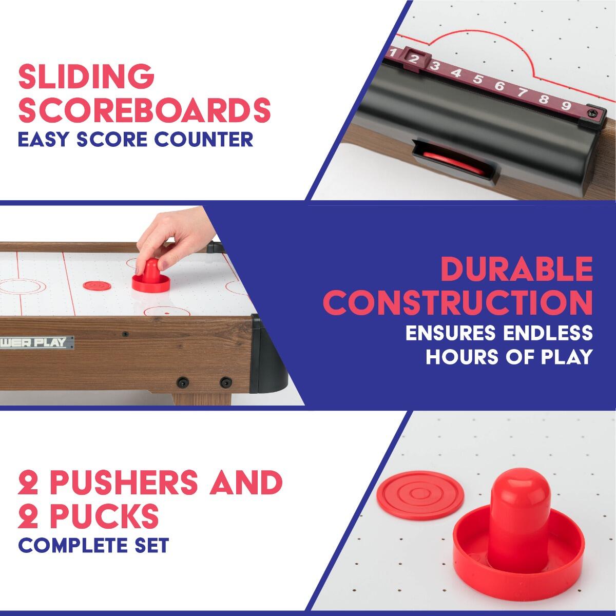 Powerplay, Air Hockey Table Game, Portable Table Toys Game, Brown 6/6