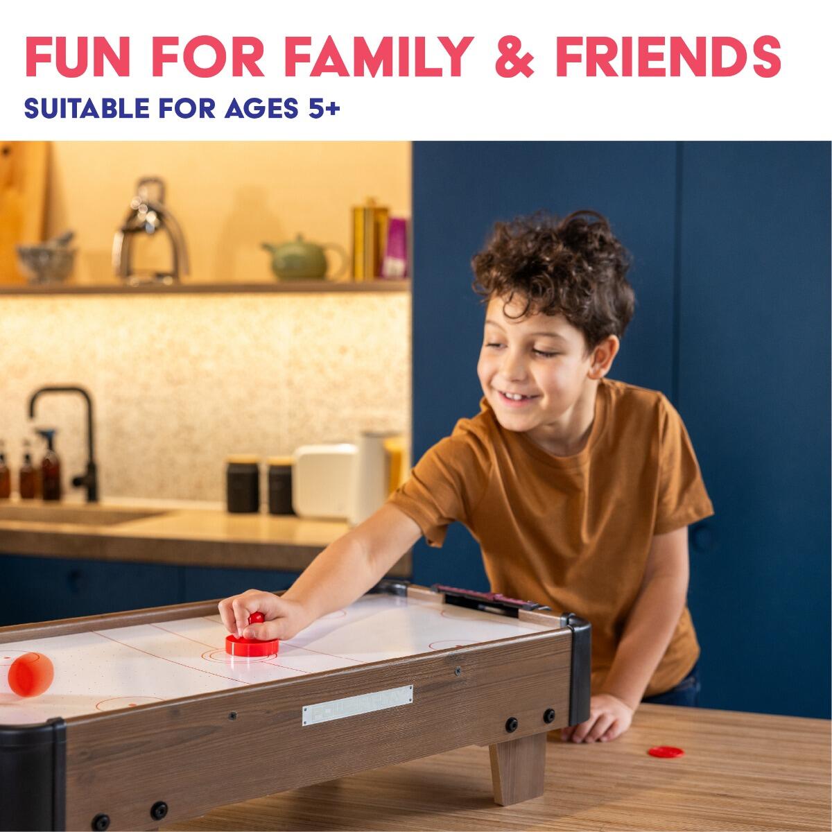 Powerplay, Air Hockey Table Game, Portable Table Toys Game, Brown 2/6