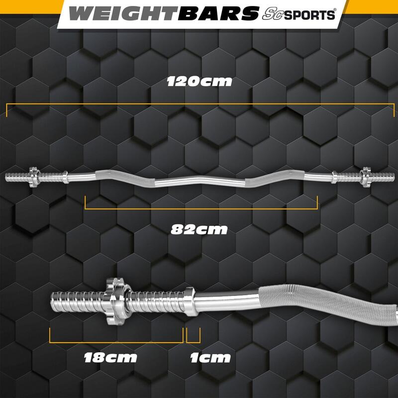 Bara bicepsi SZ 120 cm si 30 mm argintiu