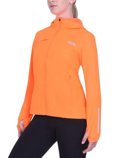 Damen Lauf-Softshelljacke. Reflektierende atmungsaktive Packable-Jacke