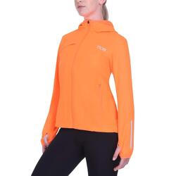 Veste de course imperméable avec poches et capuche réfléchissantes pour fille