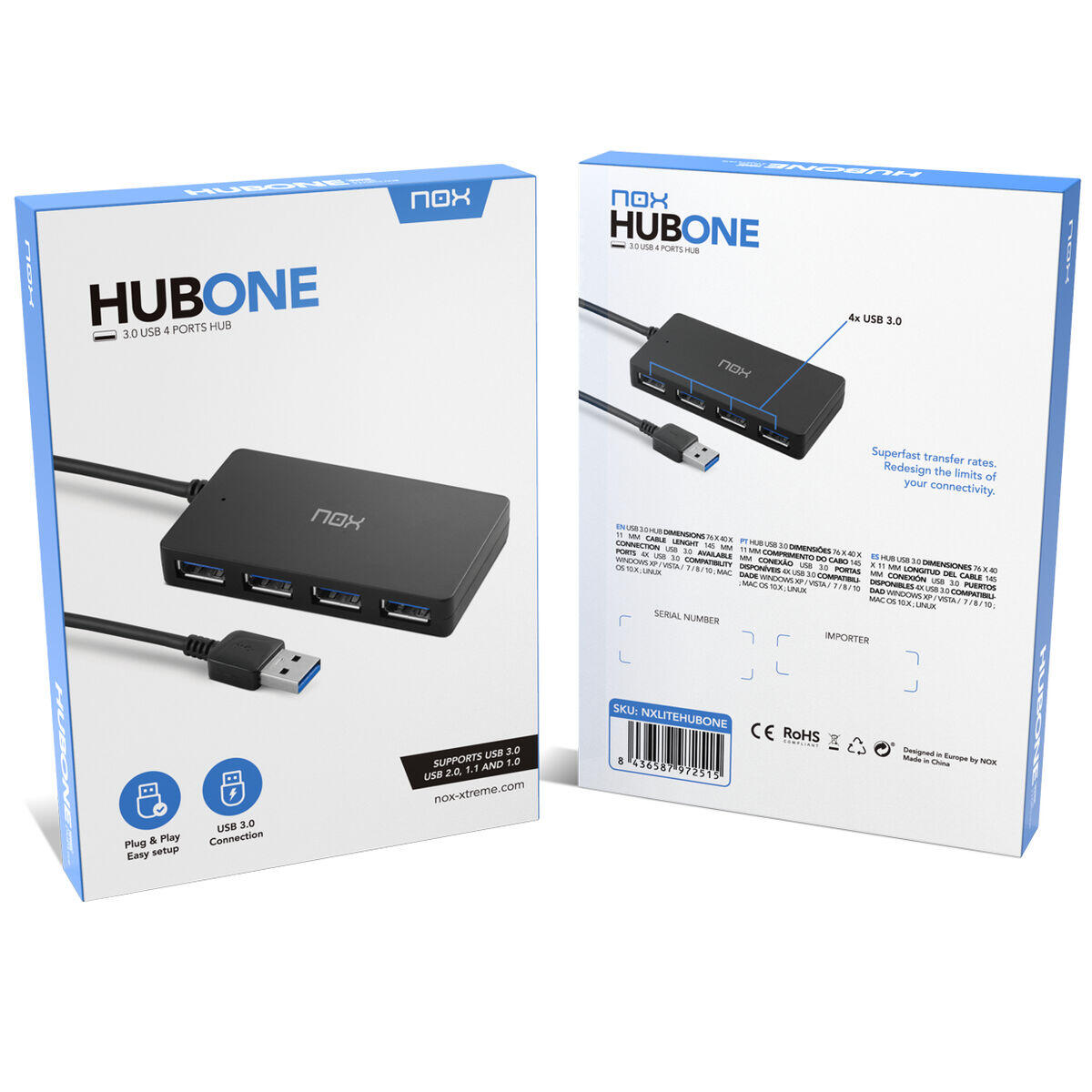 Hub USB Nox-Xtreme NXLITEHUBONE Noir 2/2