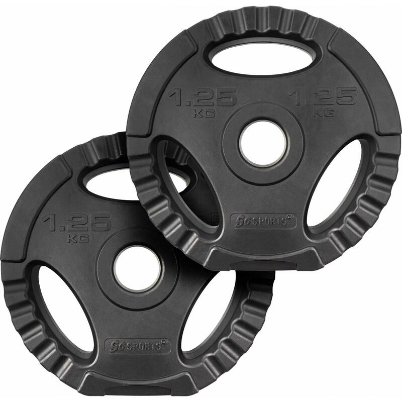 Set placi greutate plastic ciment 2.5 KG (2x1.25 KG) 30 și 31mm grip negru