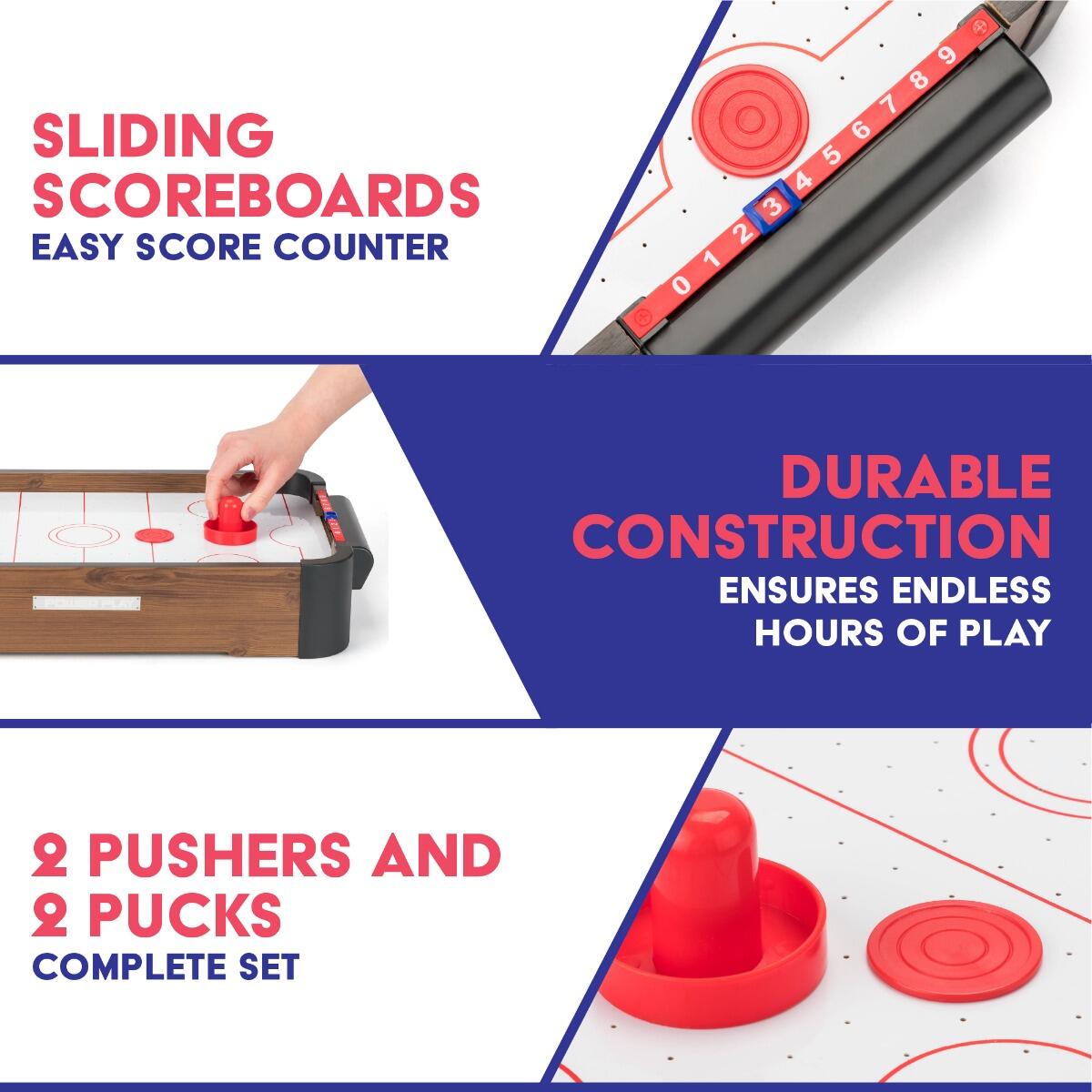 Powerplay, Air Hockey Table Game, Table Toys Game for Kids and Adults, Brown 6/6