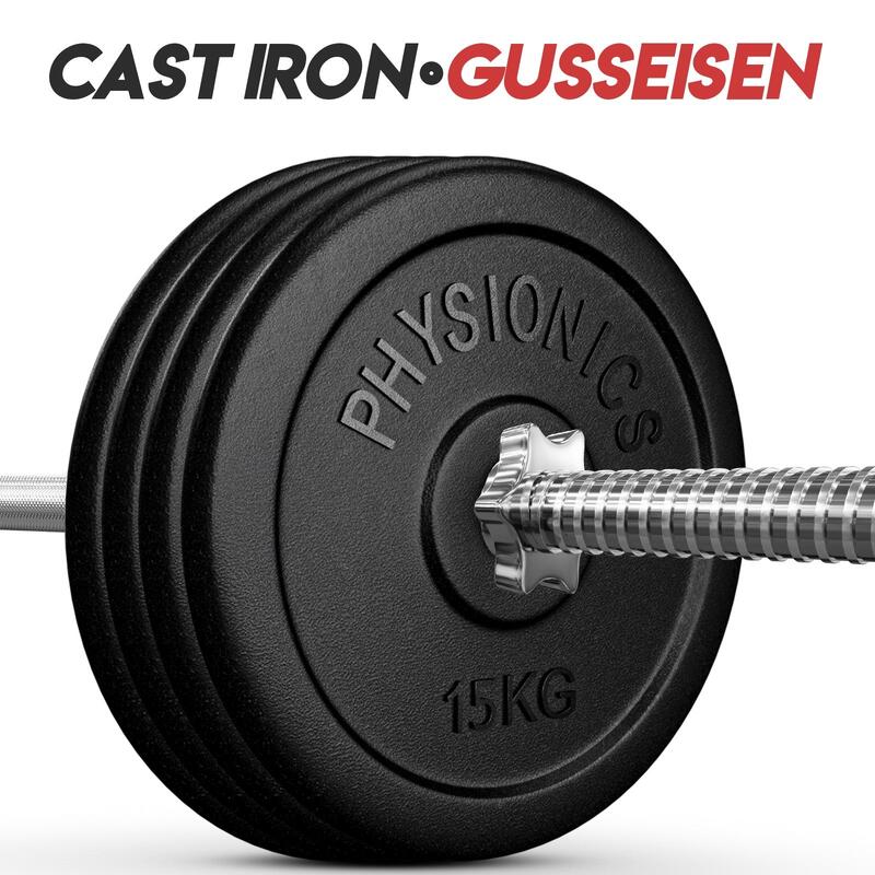 Set de placi de greutate din fonta 4 x 15kg (60kg) 30 si 31 mm negru