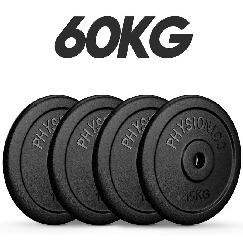 Set de placi de greutate din fonta 4 x 15kg (60kg) 30 si 31 mm negru