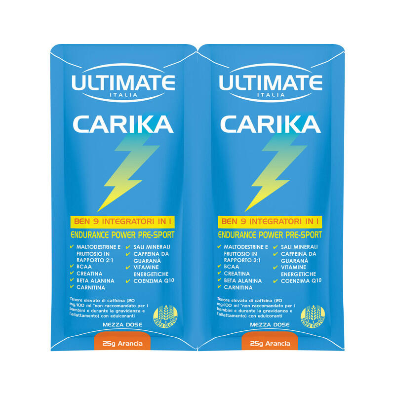 CARIKA BUSTA MONODOSE PRE SPORT PER FAVORIRE ENERGIA, POTENZA E RESISTENZA