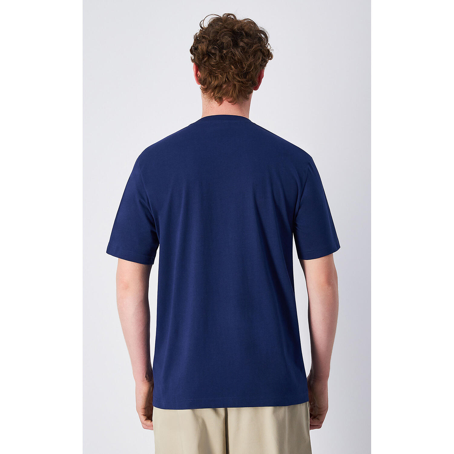 Champion SS TEE Light Cotton Jersey Uomo Logo Grande Cotone Blu Navy,M 3/4