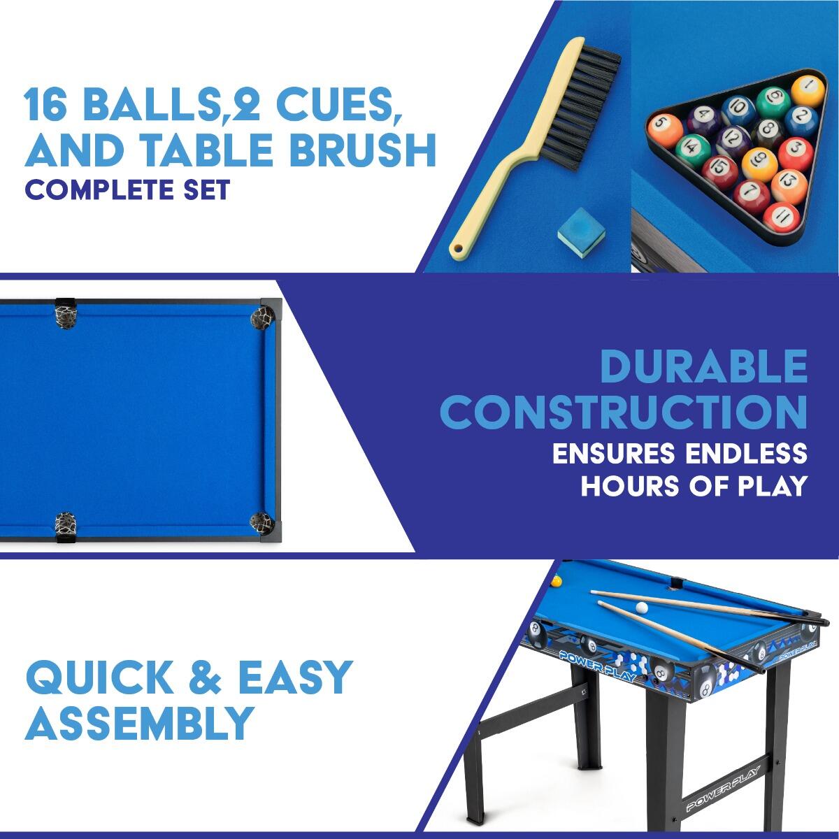 Powerplay 3ft Stand Up Pool Games Table, Outdoor Indoor Use, Black 5/6