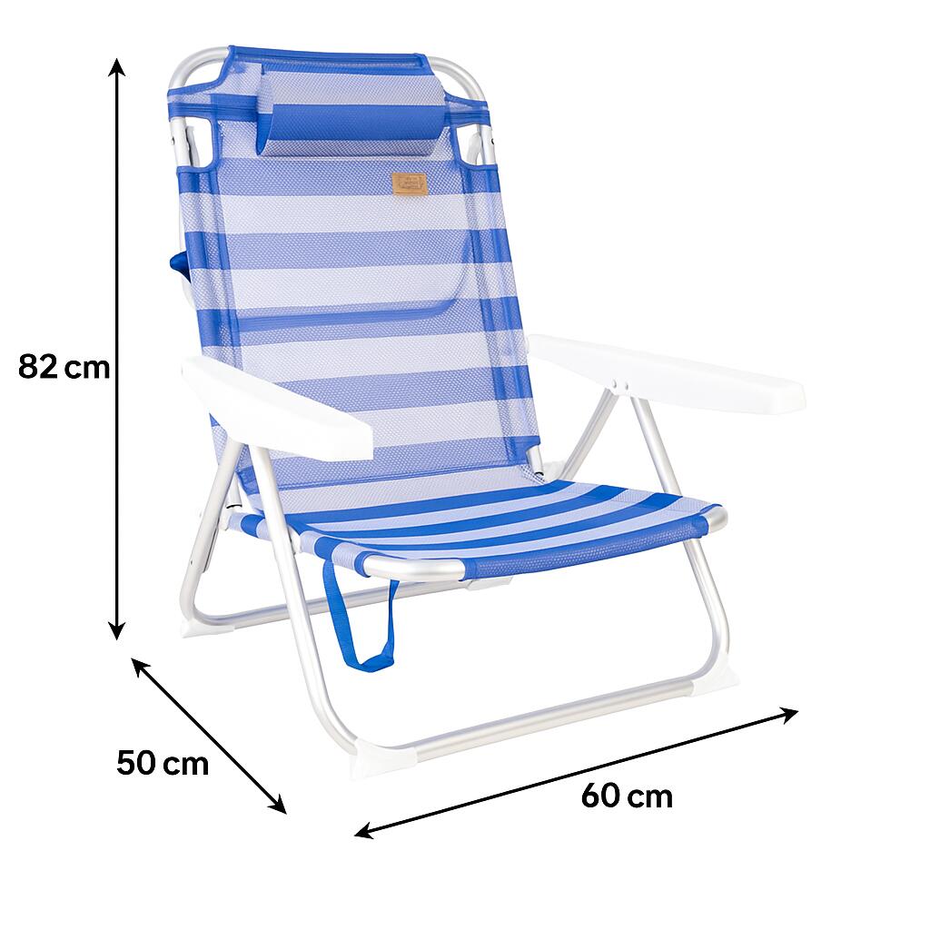 Silla de Playa Plegable Tubos de Aluminio 22 x 1.0 + Textileno con Asas y Protec 2/8