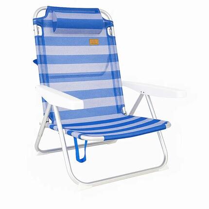 Silla de Playa Plegable Tubos de Aluminio 22 x 1.0 + Textileno con Asas y Protec