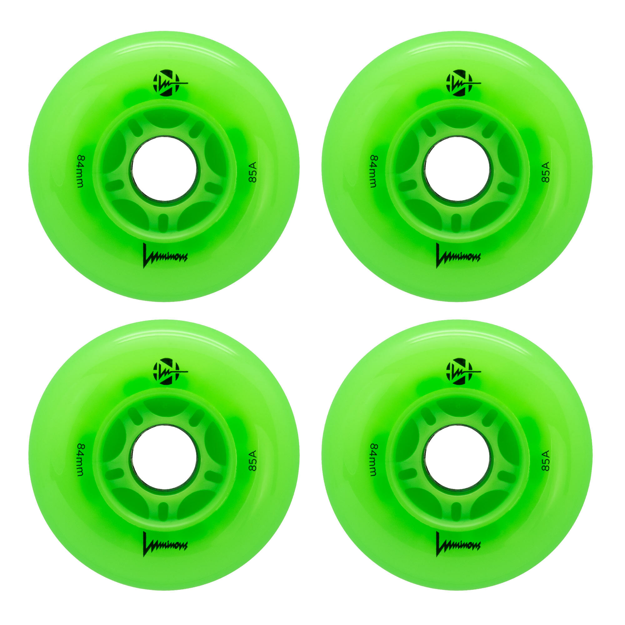 LUMINOUS Roue Inline 85A Vert Pomme Phosphorescent (Led Verte) [x4] 1/2