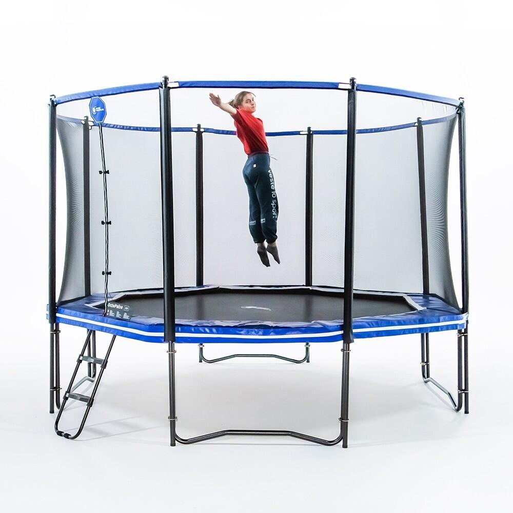 Trampoline Octopulse 390cm - Filet de Protection, Echelle + Kit d'ancrage 6/8