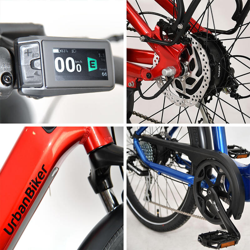 UB100 | Ebike Urbain Polyvalent | Autonomie jusqu'à 140 km | Rouge | 26"