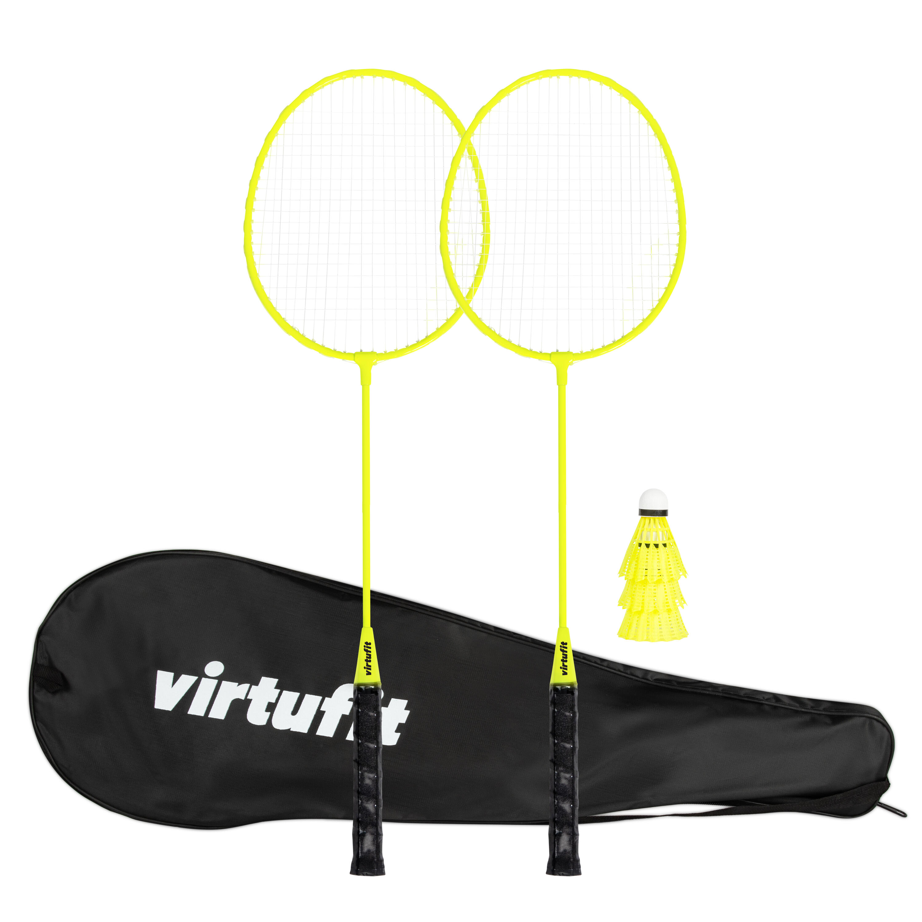 VIRTUFIT Badminton-Set - 2 Schläger - 3 Federbälle - Inklusive Tragetasche